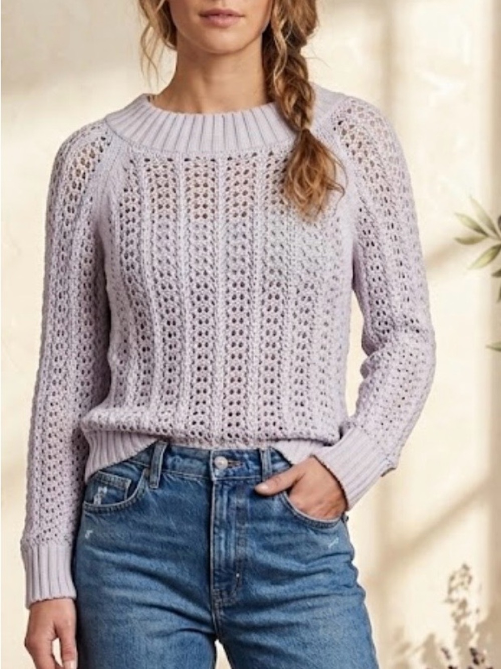 J Crew loose knit crew neck sweater long sleeve cotton blend small